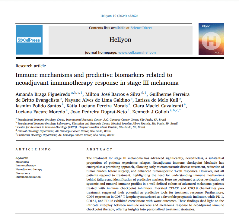 Immune mechanisms and predictive biomarkers related to neoadjuvant immunotherapy response in stage III melanoma
